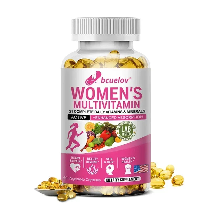 Daily Multivitamin for Women Capsules - Multivitamin and Multimineral Supplement for Skin Hair Health Energy Immune Support