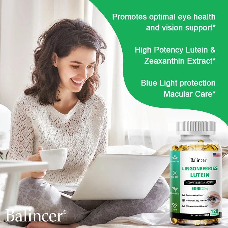 Balincer Vision Support - with Lutein, Zeaxanthin and Vitamins - Eye Health Supplement for Healthy Vision - 120 Capsules